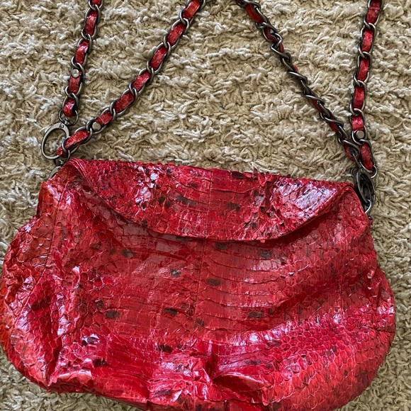 Genuine python 3 way bag clutch shoulder and crossbody. - Picture 2 of 4